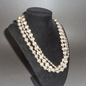 Sterling Silver 925 3-strand Corrugated Ribbed Textured Fluted Ball Bead Torsade